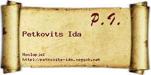 Petkovits Ida névjegykártya